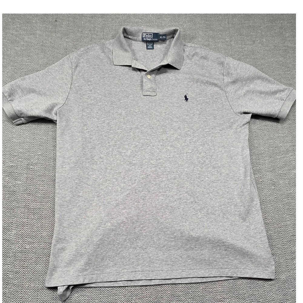 Polo Ralph Lauren Mens XL Short Sleeve Cotton Pique Polo Shirt‎ Heather Gray